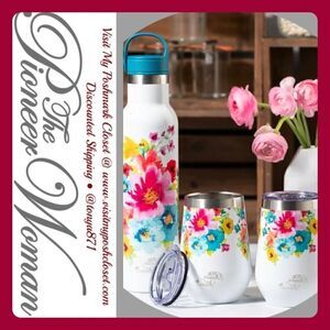 🦋 New Pioneer Woman Breezy Blossom Stainless Steel Tumbler & 2 Wine Tumblers